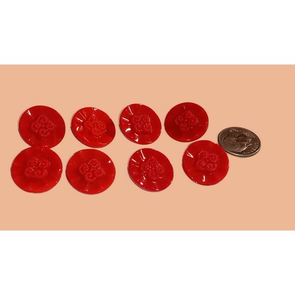 1930s Deep Red Vintage Czechoslovakian Glass Buttons, Crafting Supplies - Picture 2 of 5